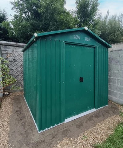 The green Classic Shed in a Dublin Garden