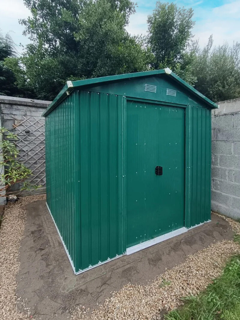 The green Classic Shed in a Dublin Garden
