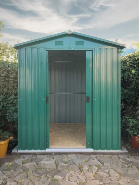 6ft x 5ft steel shed in green