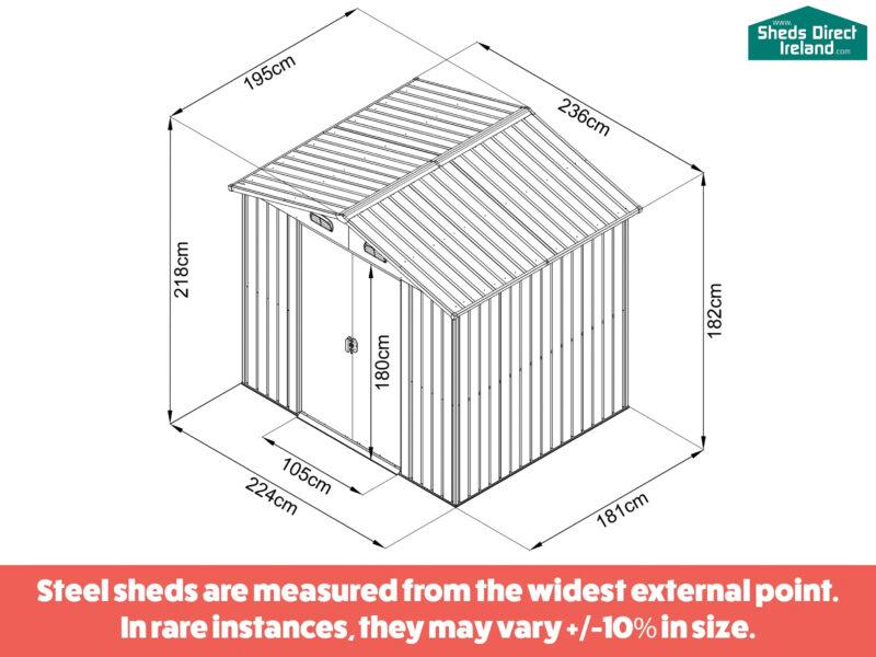 8ft x 6ft classic steel shed dimensions