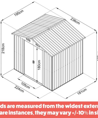 8ft x 6ft classic steel shed dimensions
