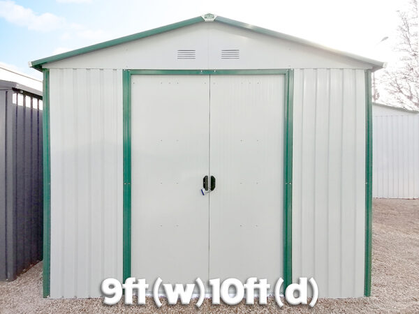 An external view of the 9ft x 10ft steel shed.