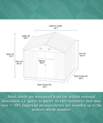 9ft x 10ft classic shed dimensions
