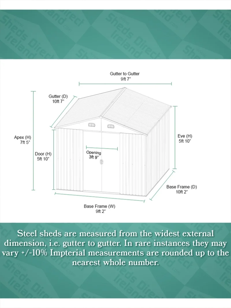 9ft x 10ft classic shed dimensions