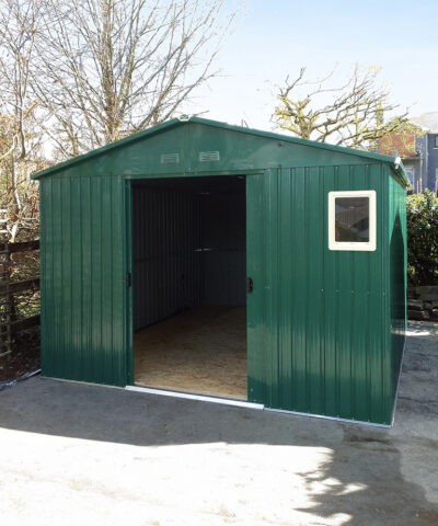 The green colossus shed with a window in the front panel