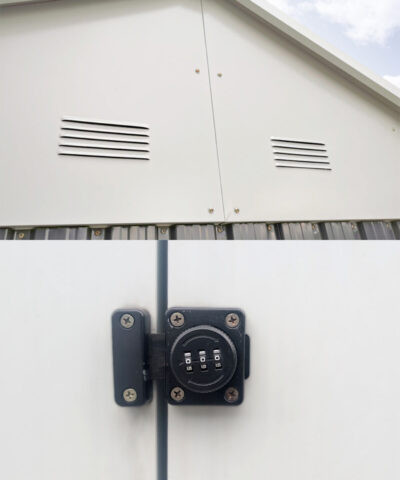 Steel Cottage Shed apex and combination lock details