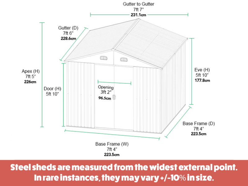 the dimensions for the goldilocks garden shed