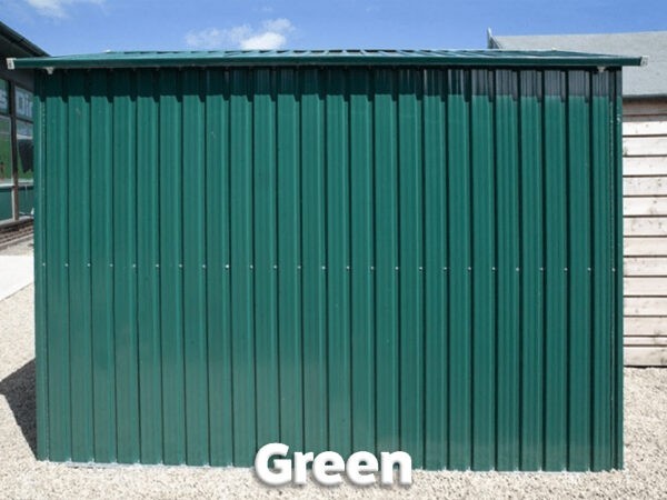 The green version of the 9ft x 10ft steel shed