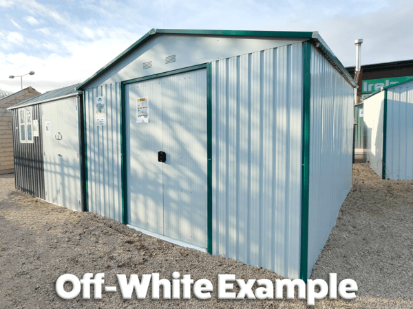 The off-white version of the Colossus shed in the sheds direct ireland showroom