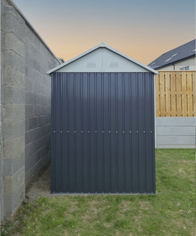 The Side view of the steel cottage shed