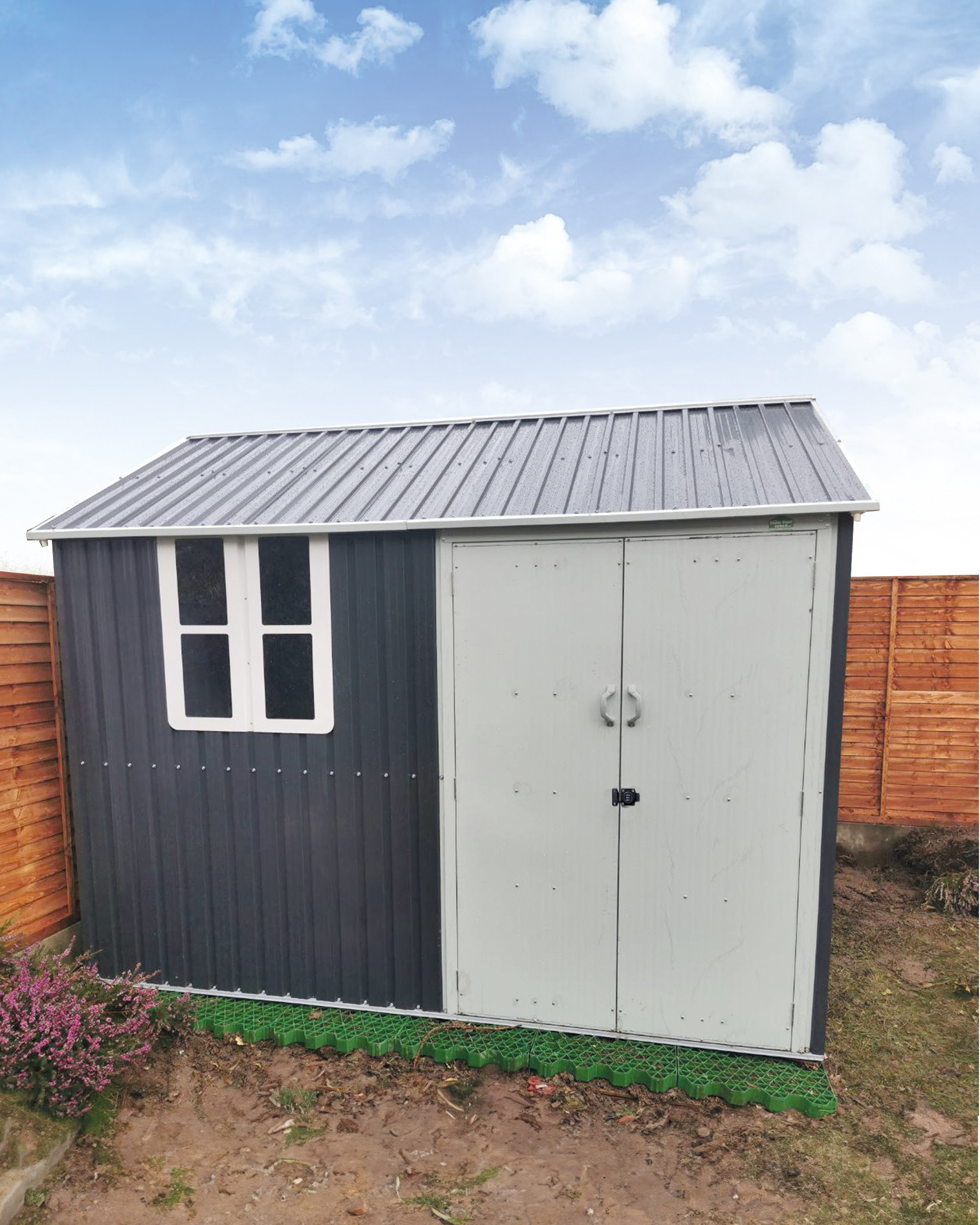 A customer's photo of the Steel Cottage Shed