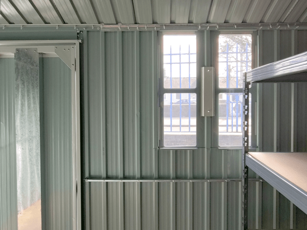 A view of the window from the inside of the 10ft x 6ft steel cottage shed