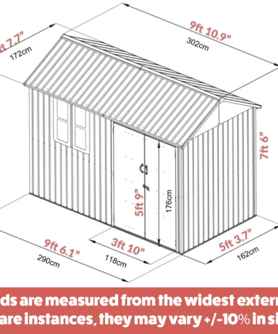 the 10ft x 6ft steel cottage shed dimensions