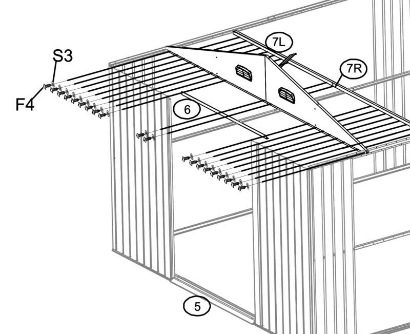 Part 6 and part 7 of the green colossus garden from sheds direct ireland as seen in the instruction manual