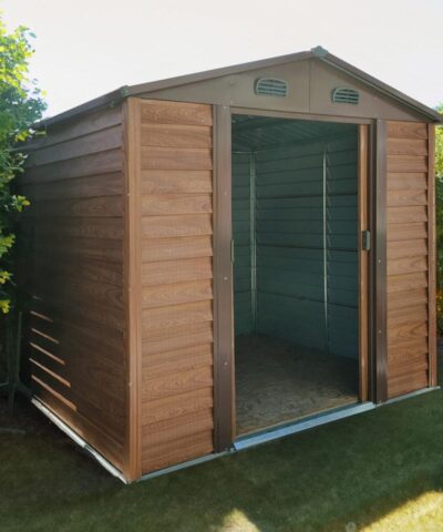 The Woodgrain 8ft x 6ft budget shed in a garden in Cork