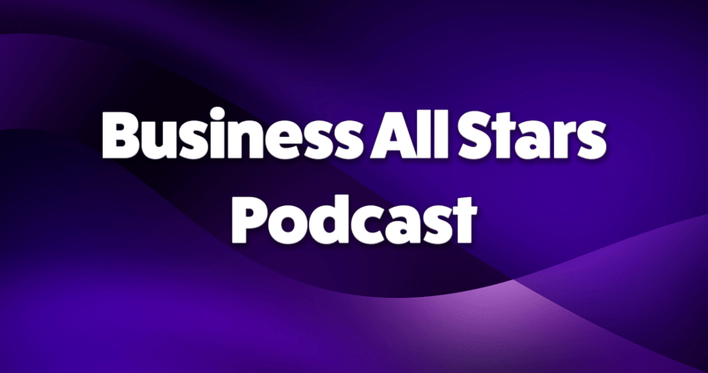 Business All Stars Podcast with abstract background