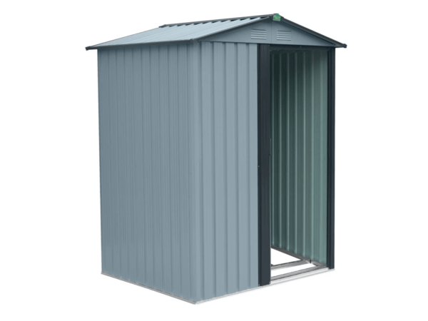 Tiny shed with door open, white background