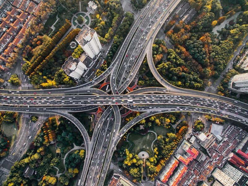 An overhead view of Traffic