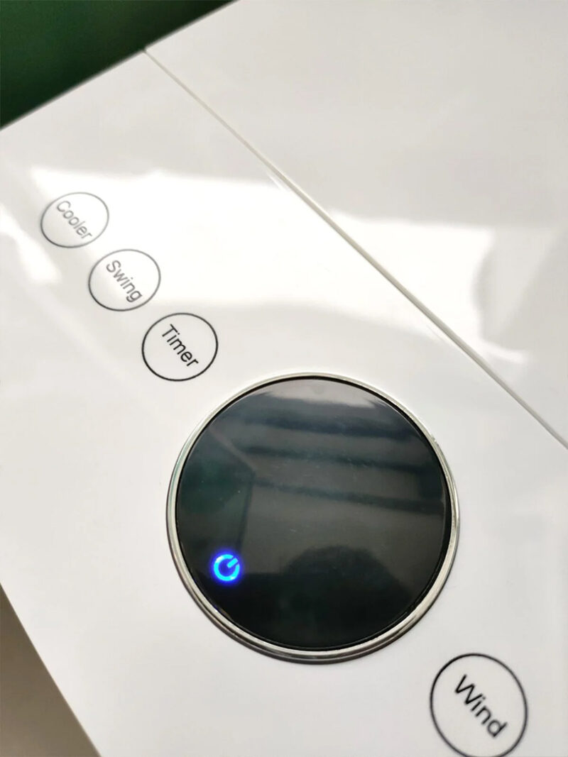 The digital controls on the air cooler