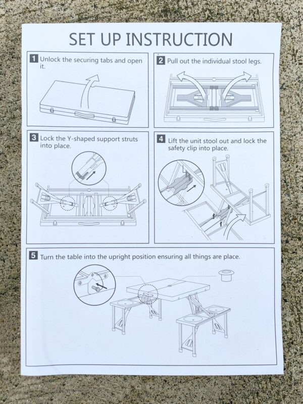 The assembly instructions for the Picnic Table
