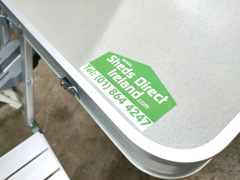 Sheds Direct Ireland branding on the table