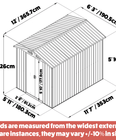 6ft x 12ft Steel Shed Dimensions