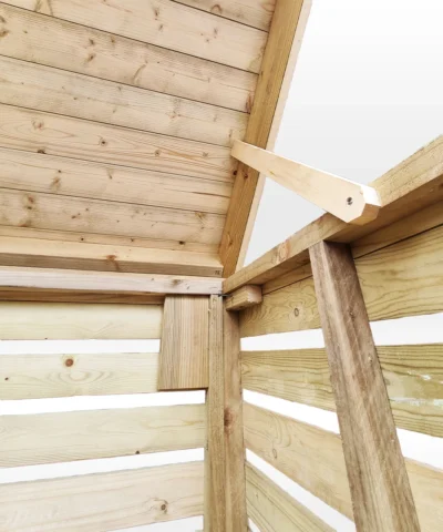 The hinge opening on the wooden bin storage