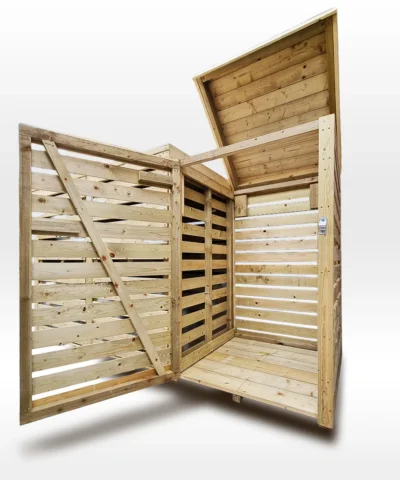 Wooden Bin Store, with doors opened