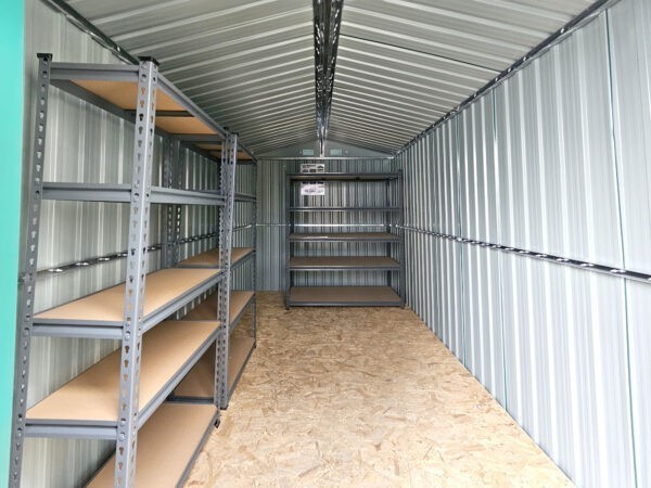Inside the 6ft x 12ft steel shed