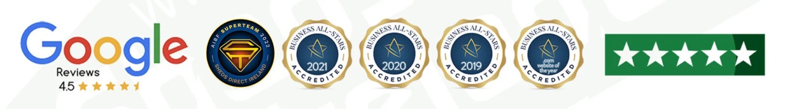 Award banner with All-Business stars badges on it