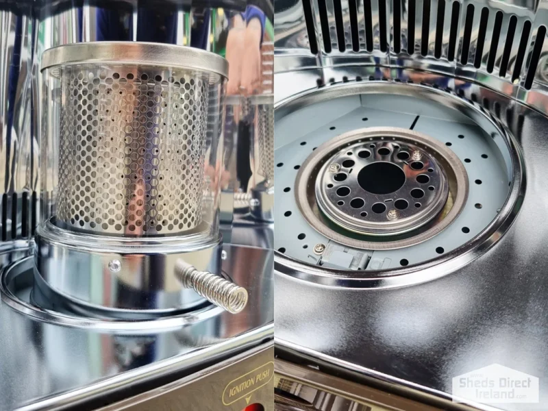 The glass globe and the slot that it sits into