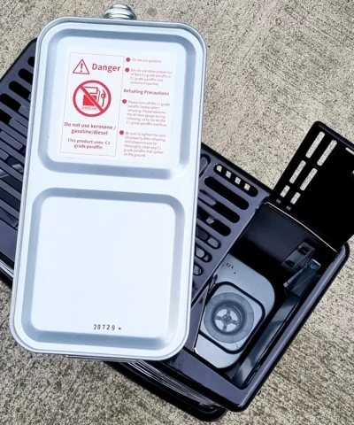 Glow wick paraffin heater fuel tank