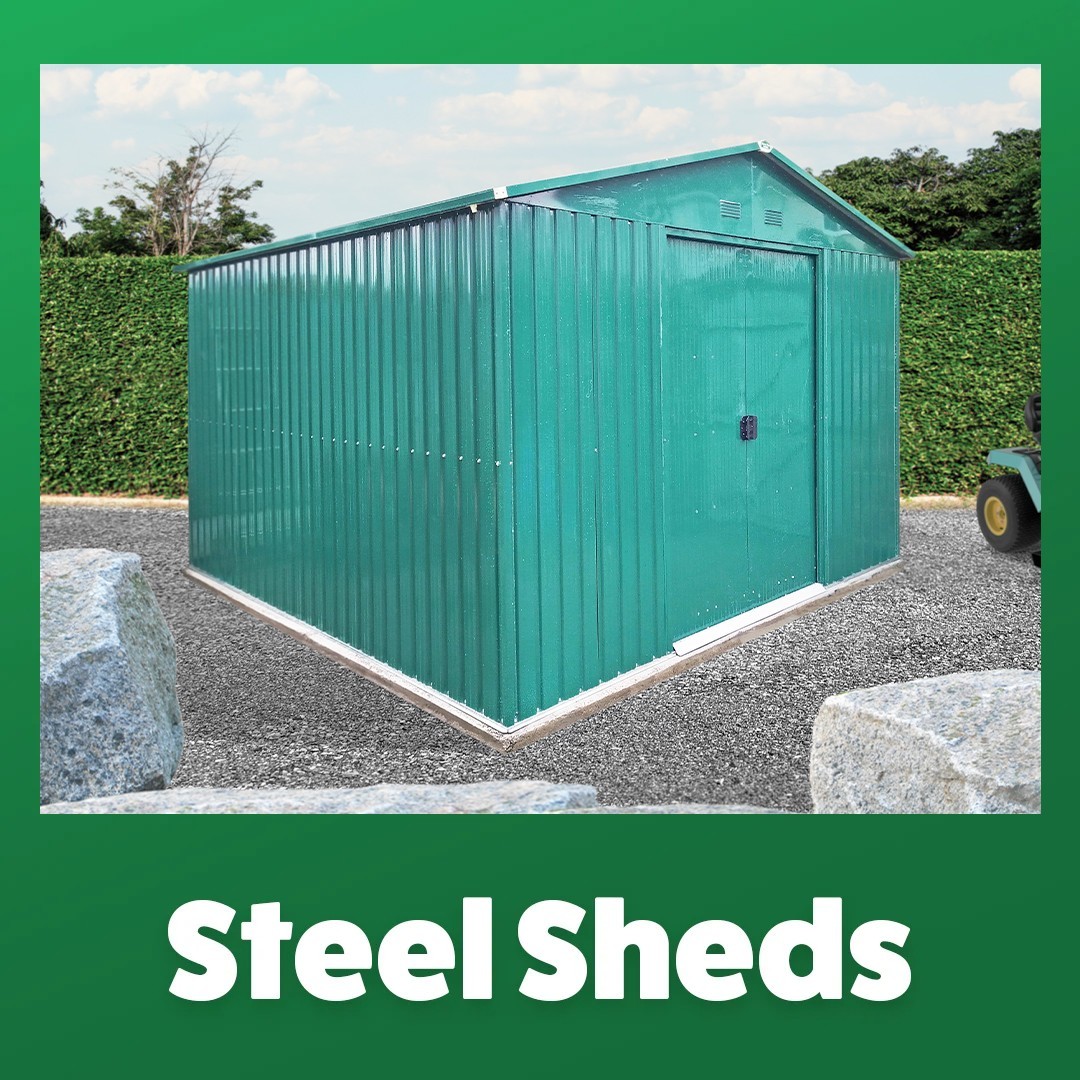 Steel Shed on green background