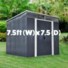 Steel Pent 7.5ft x 7.5ft in a garden