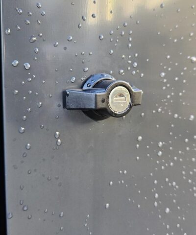 The external key-lock on the Carino Shed
