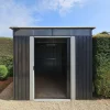 Steel Pent shed in a garden