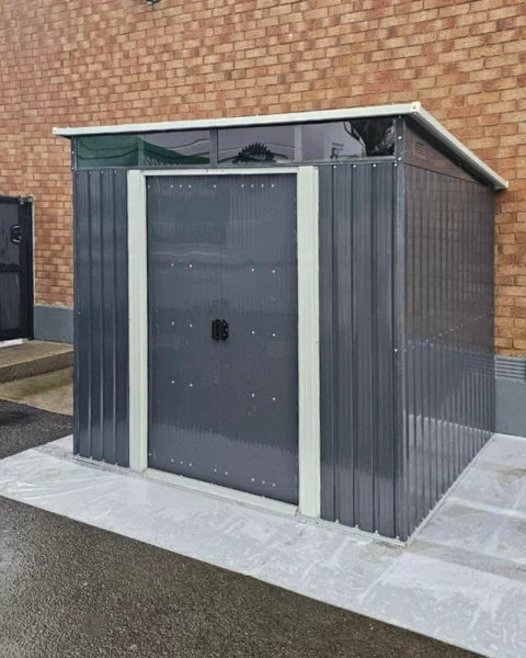 Steel Pent garden shed in a courtydard in Dublin