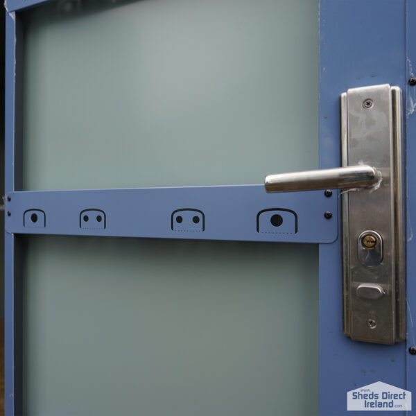 inside of the door of the big blu shed