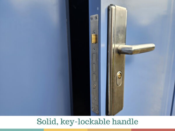 The solid, key-lockable handle