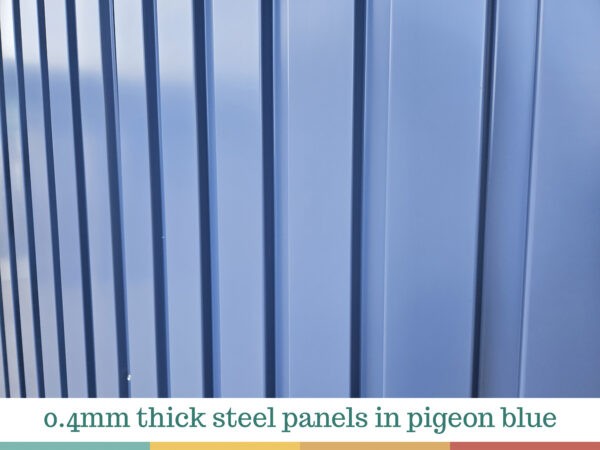 0.4mm thick steel panels in pigeon blue