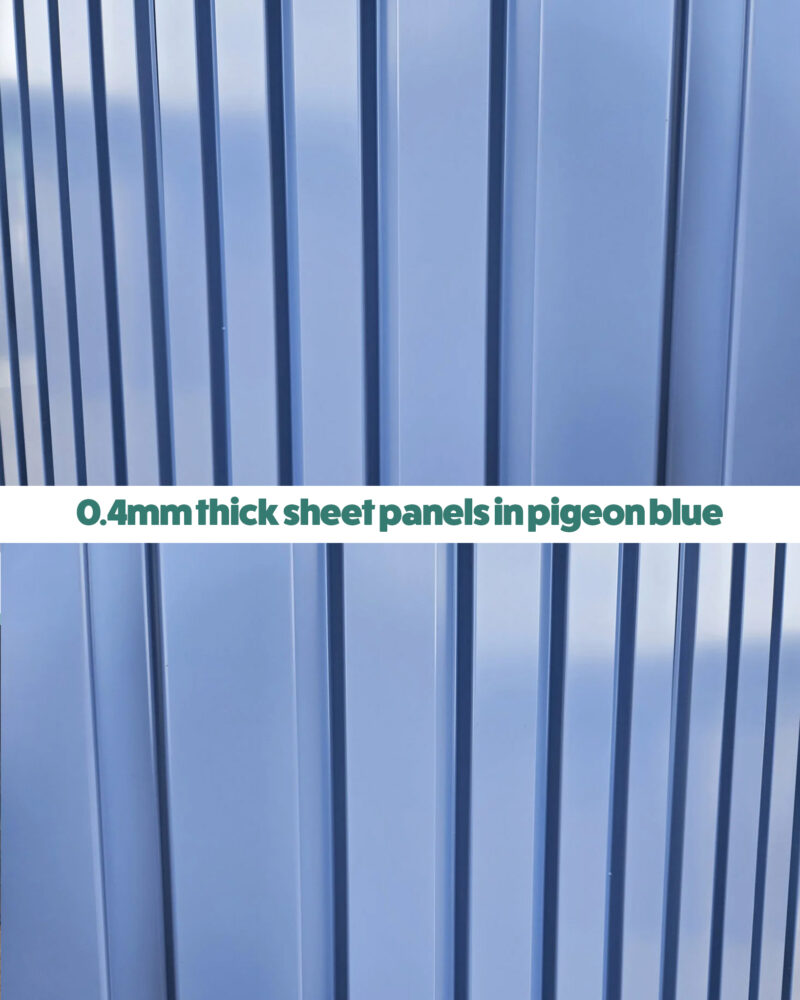 0.4mm thick panels in Pigeon Blue