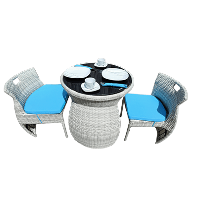 Bistro Set with two chairs and a glass-topped table