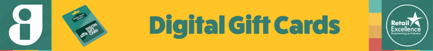 a green Gift Card with 'Sheds Direct Ireland's logo on it against a yellow background.