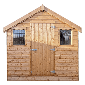 A standard style wooden shed