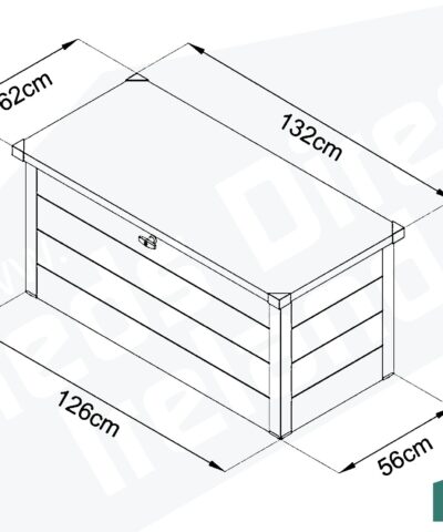 The dimensions of the garden storage box from Sheds Direct Ireland
