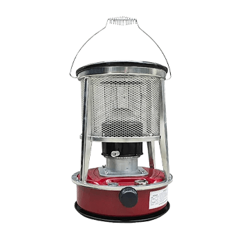 The red Camping Stove with silver mesh dome