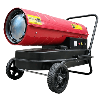 The red Rocket Heater with long red barrel and black base