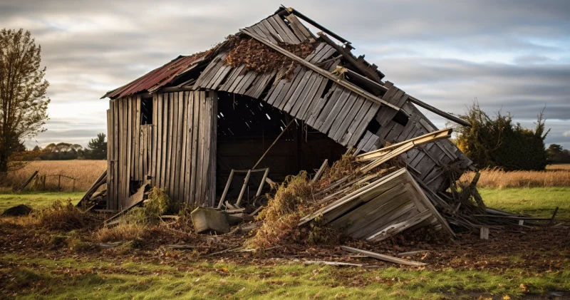 An old, old wooden shed that's falling apart