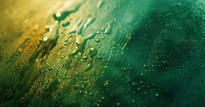 Condensation on a green metal sheet