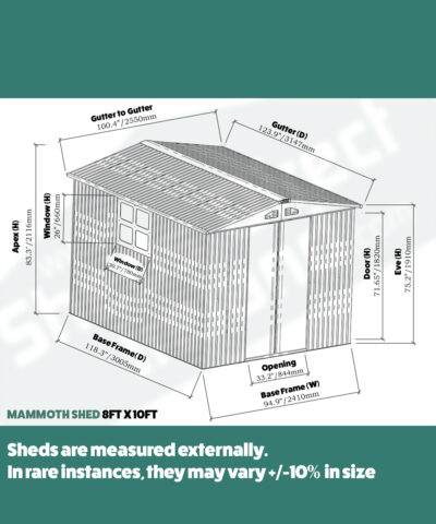 The Dimensions of the large Mammoth Shed